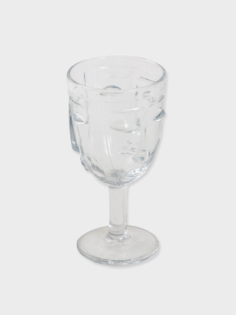 Deco Face Wine Glass - Clear