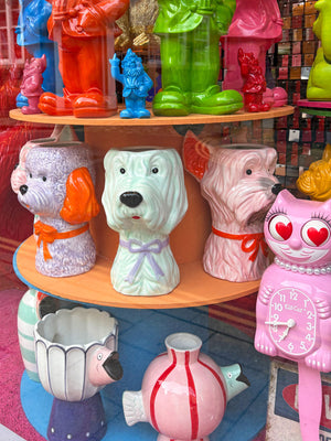 Quirky Ceramic Dog Vase - Orange