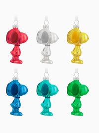 Peanuts Snoopy Colourful Glass Christmas Ornaments - Pack of 6