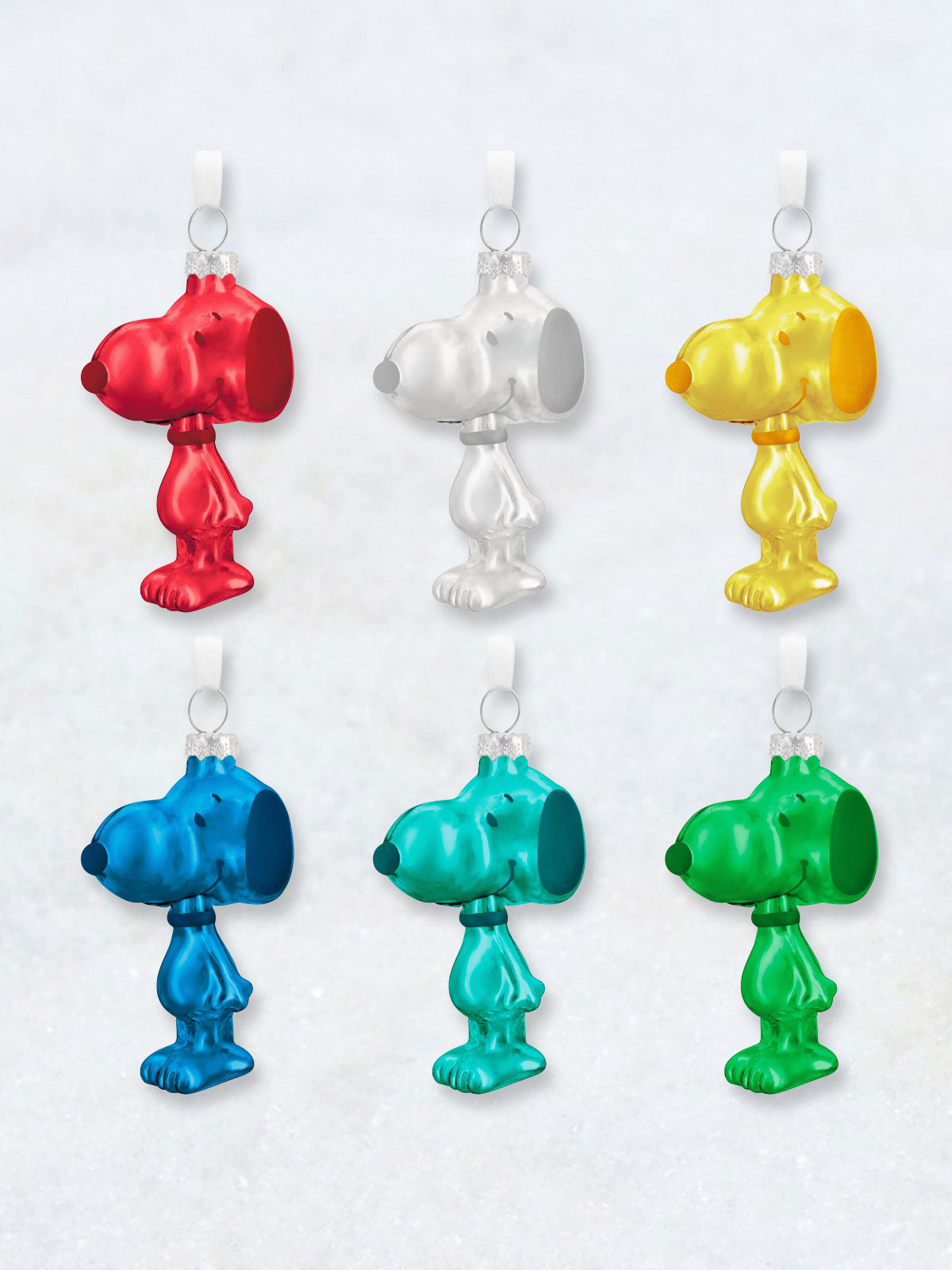 Peanuts Snoopy Colourful Glass Christmas Ornaments - Pack of 6