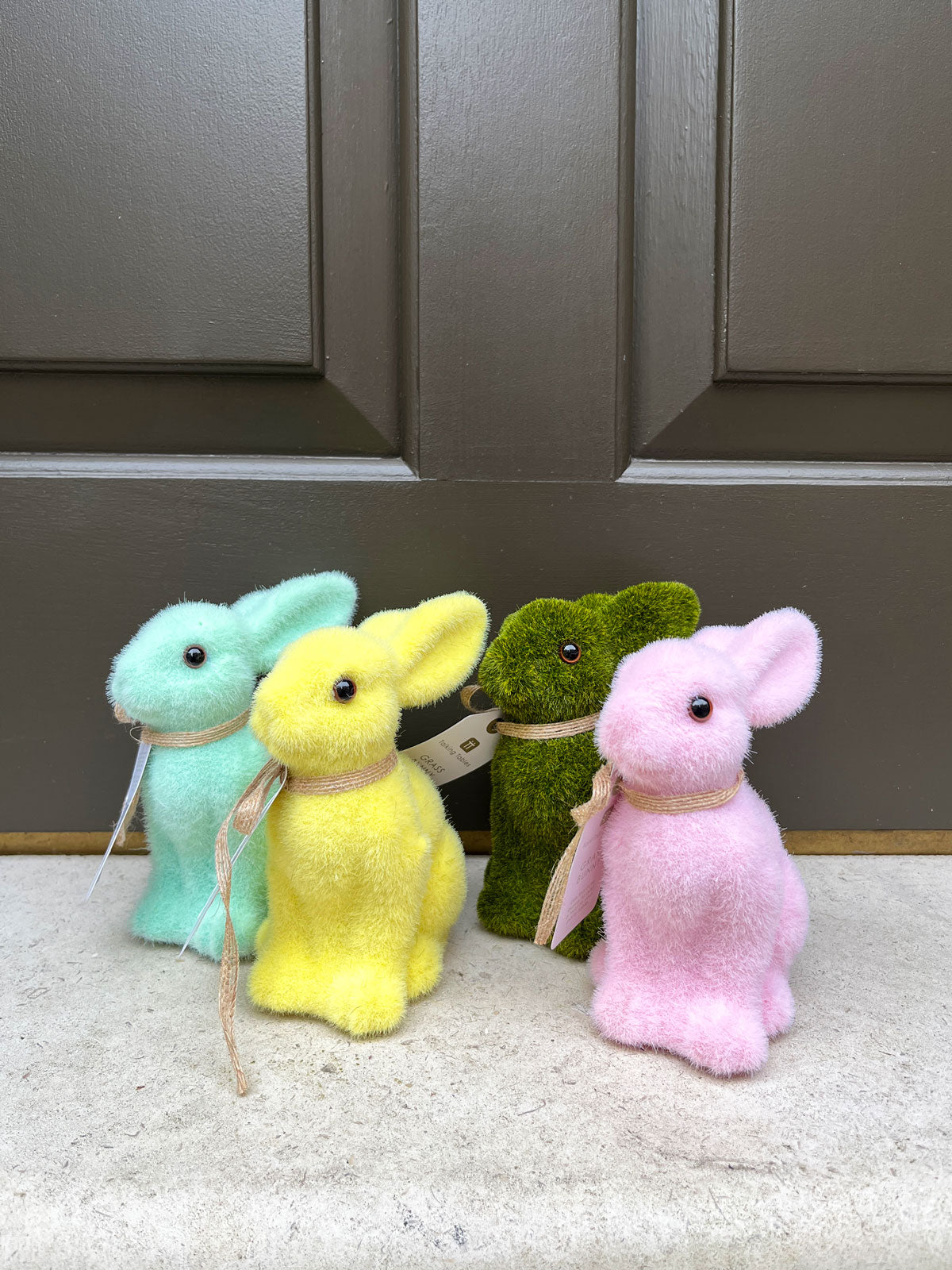 Flocked Grass Bunny 15cm - Green