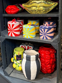 Striped Terracotta Vase - Black and White