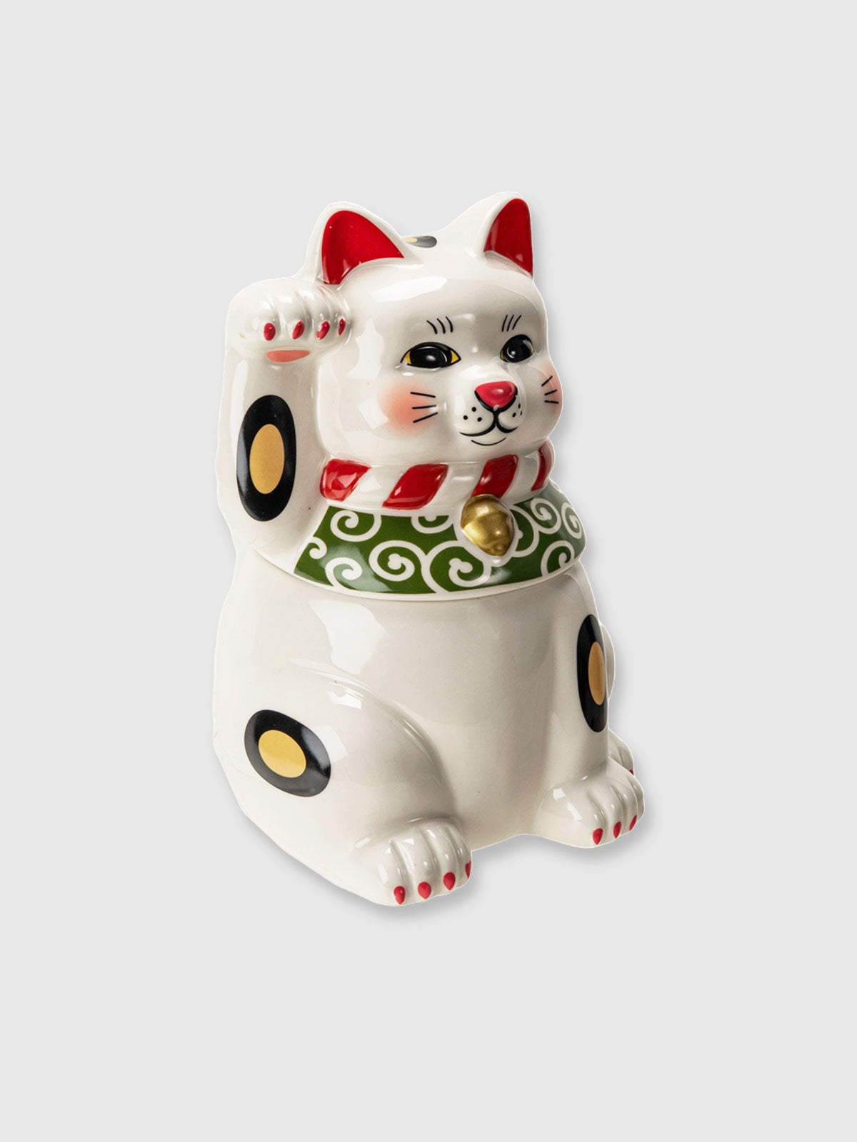 Waving Lucky Cat Maneki-Neko - Ceramic Cookie Jar