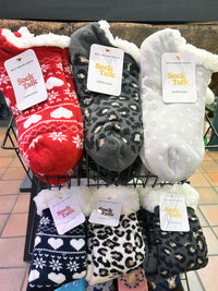 Ladies Ankle Slipper Sock - Grey Leopard