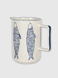 Ceramic Jug - Cream & Blue Fish