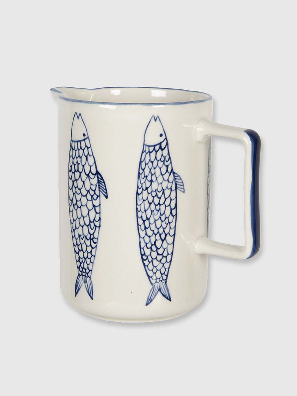 Ceramic Jug - Cream & Blue Fish