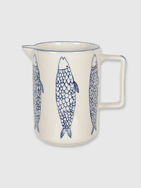 Ceramic Jug - Cream & Blue Fish