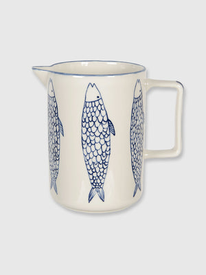 Ceramic Jug - Cream & Blue Fish