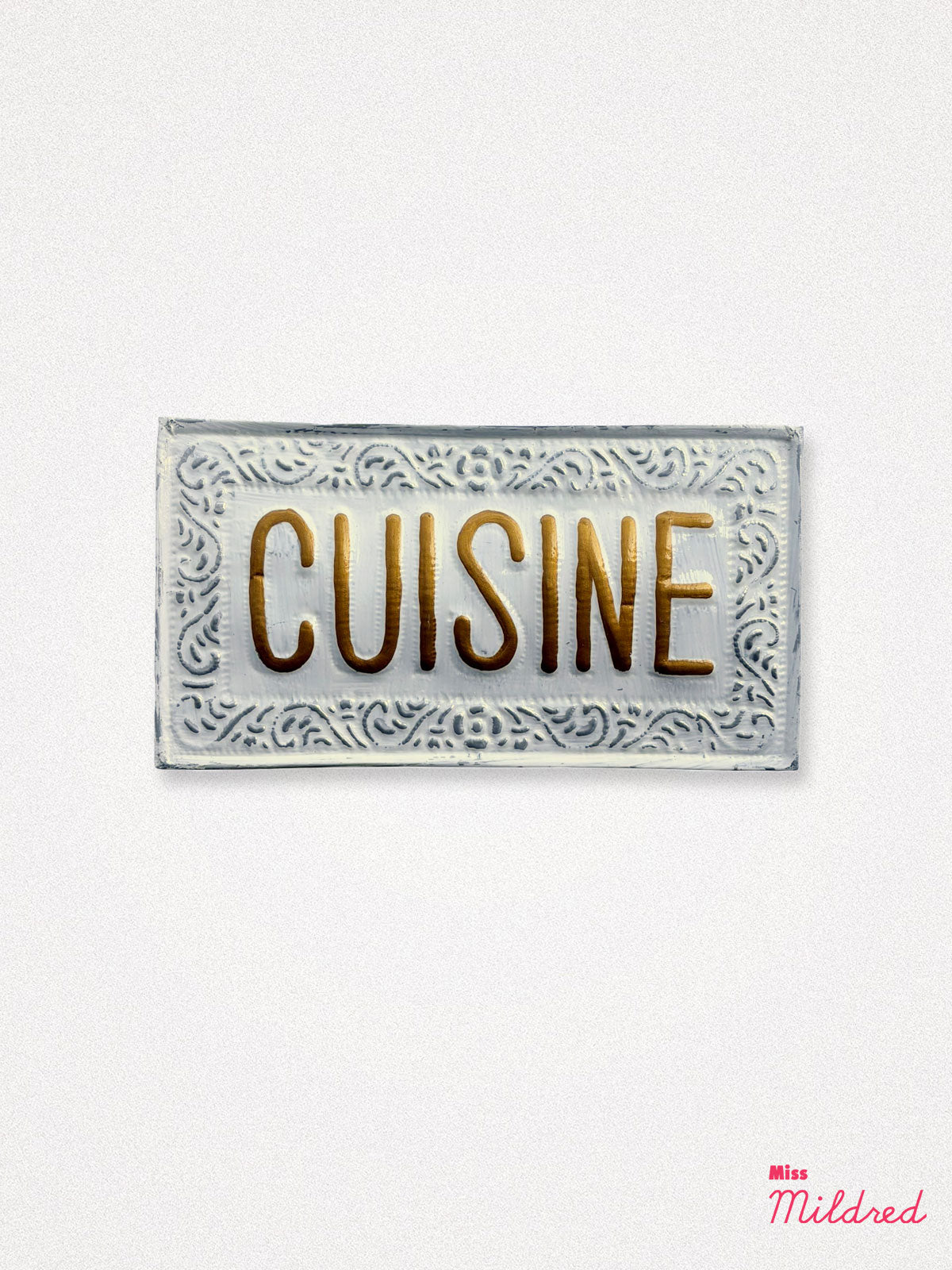Cuisine - White Hanging Metal Sign - 29cm