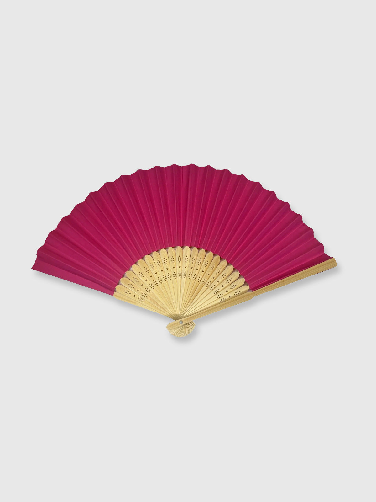 Wooden Paper Hand Fan - Hot Pink