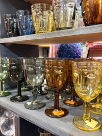 Deco Face Wine Glass - Yellow