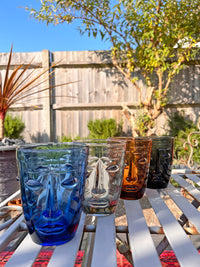 Deco Face Goblet Glass Tumbler - Blue