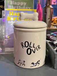 Roll Over Ceramic Dog Pet Treat Jar - 17cm