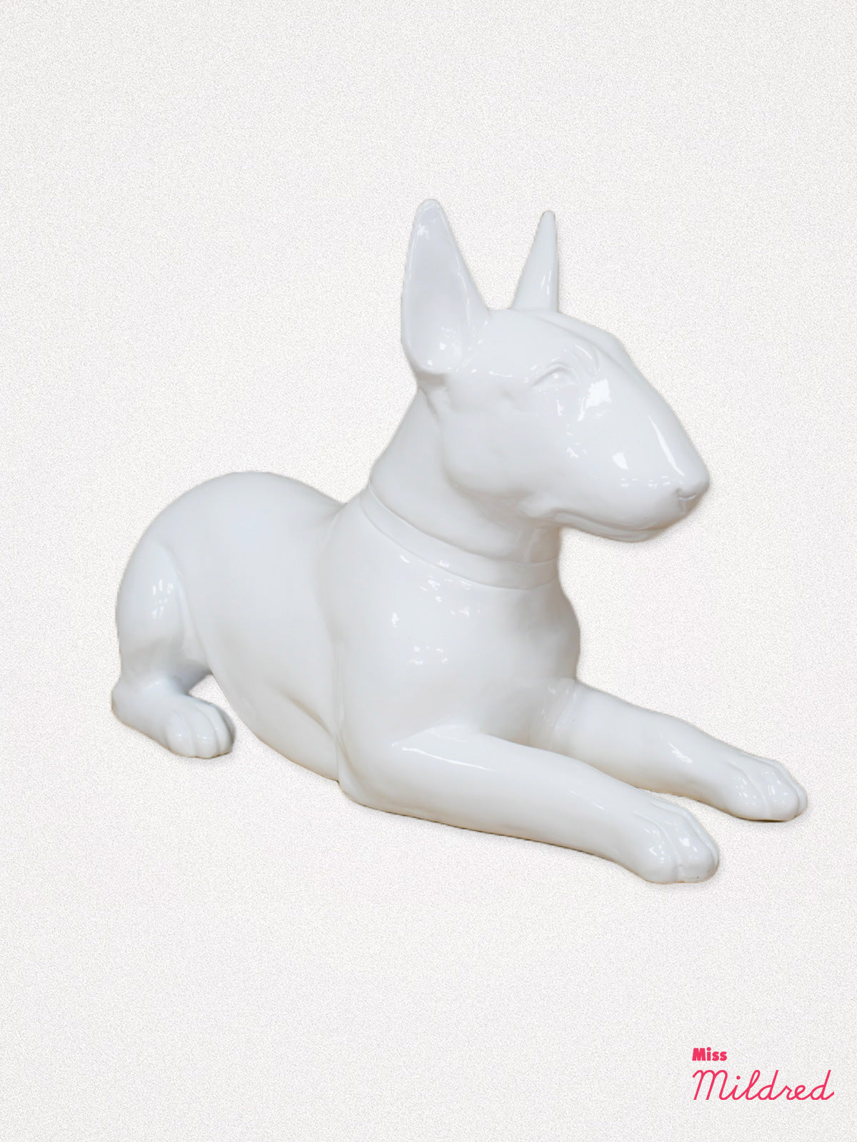 Bull Terrier Resin Dog Figure - White