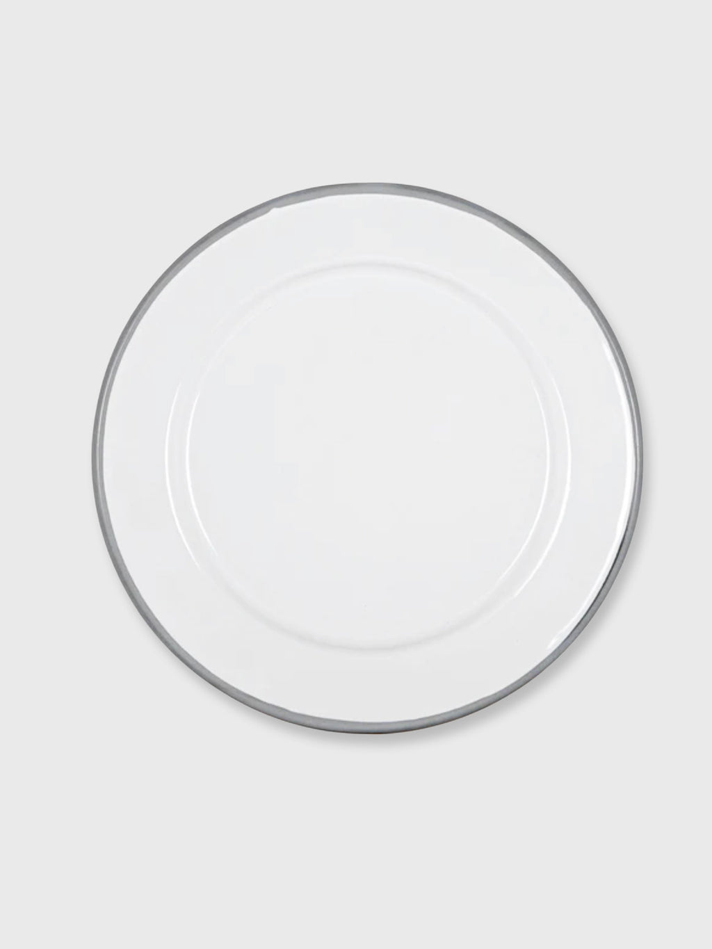Enamel Plate White / Grey Rim - 25cm