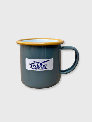 Falcon Enamel Mug Grey / Yellow Rim - 8cm