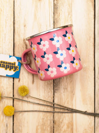 Enamel Happy Mug - Floral Pink