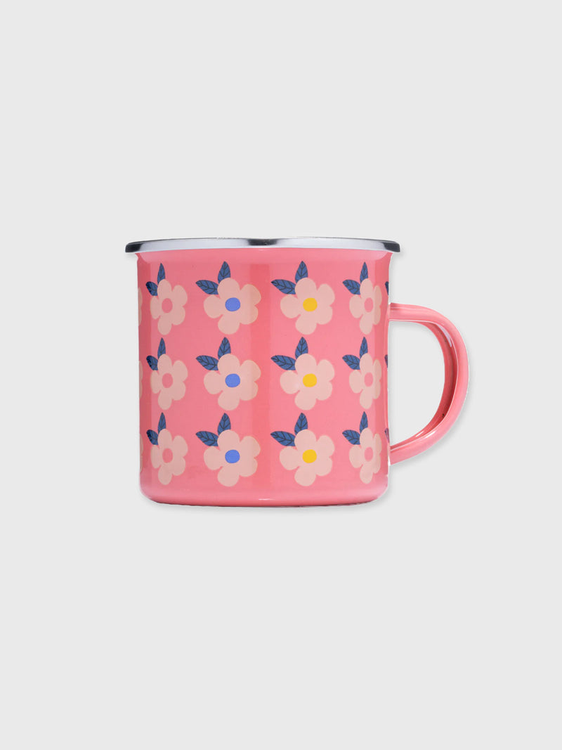 Enamel Happy Mug - Floral Pink