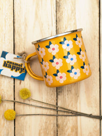 Enamel Happy Mug - Floral Yellow