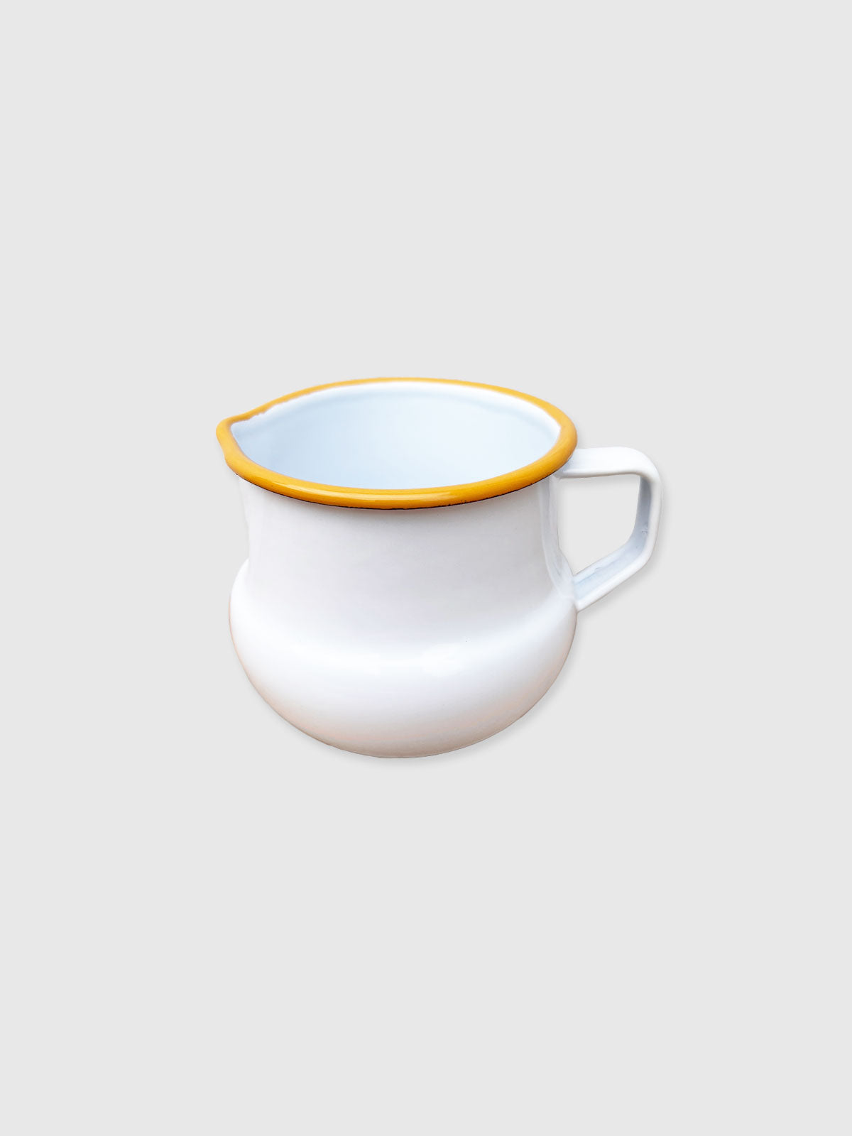Falcon White Enamel Sauce Jug - Yellow Rim