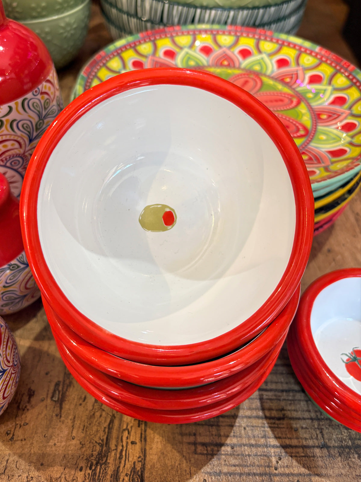 Green Olive Enamel Dip / Summer Bowl - 10cm