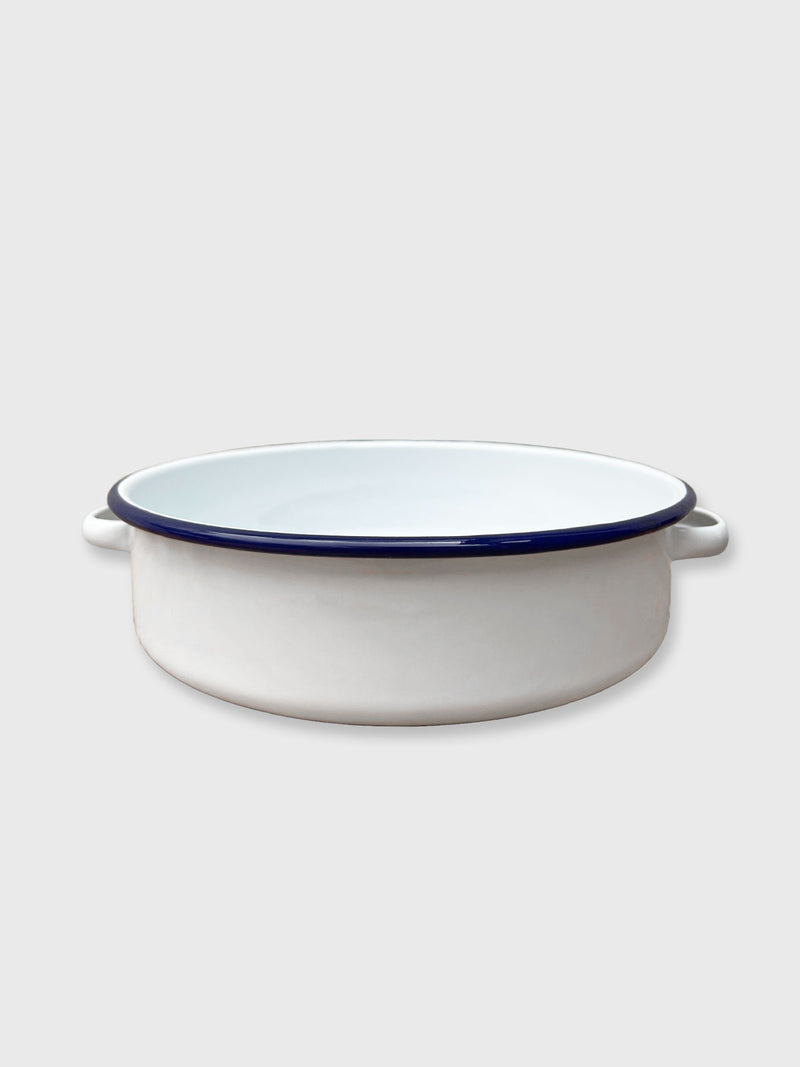 Falcon Enamel Serving Dish 20cm - White with Blue Rim