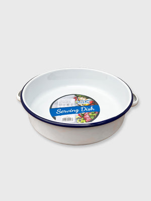 Falcon Enamel Serving Dish 20cm - White with Blue Rim