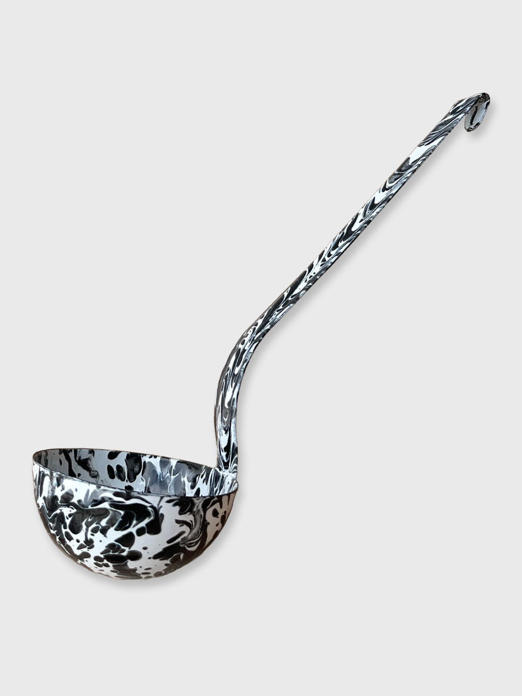 Splatterware Enamel Black and White Ladle Spoon