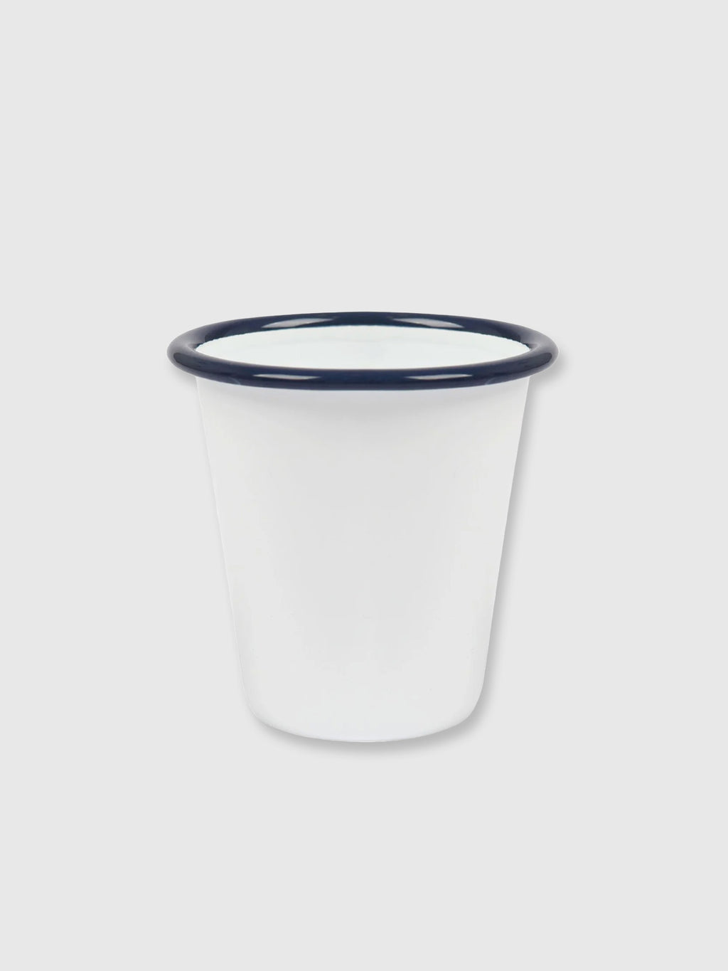 White and Navy Blue Enamel Beaker / Cup