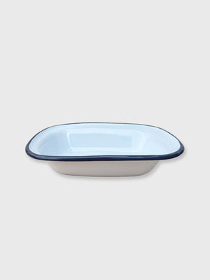 Enamel Pie Dish White / Navy - 20cm