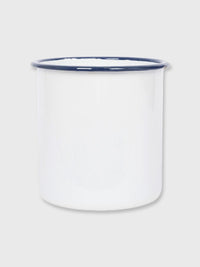 Enamel Utensil Holder - White / Navy Rim