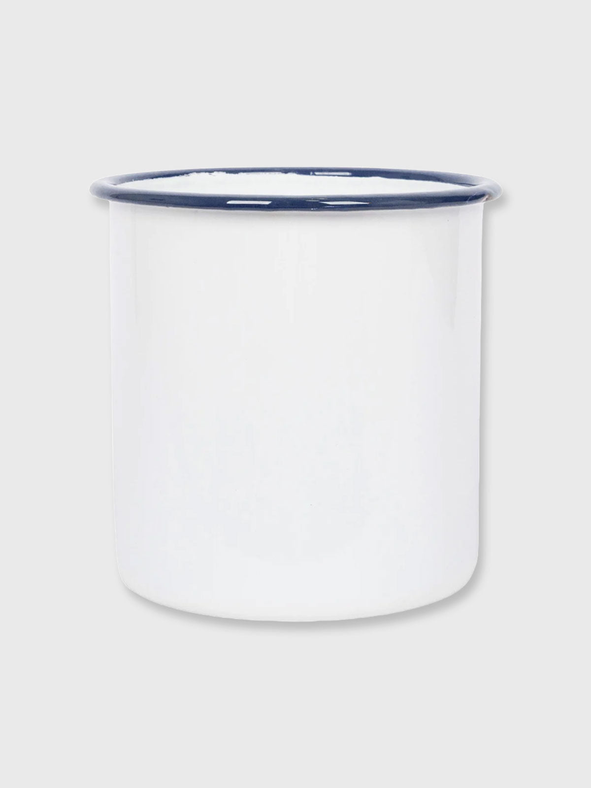 Enamel Utensil Holder - White / Navy Rim