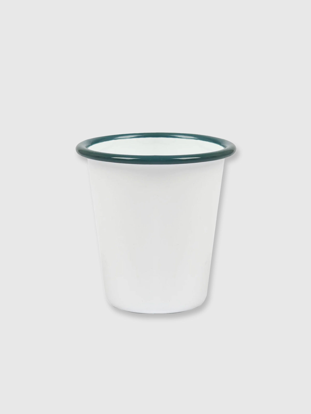 White and Green Enamel Beaker / Cup