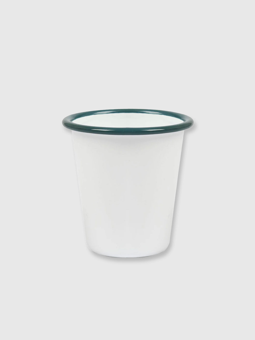White and Green Enamel Beaker / Cup