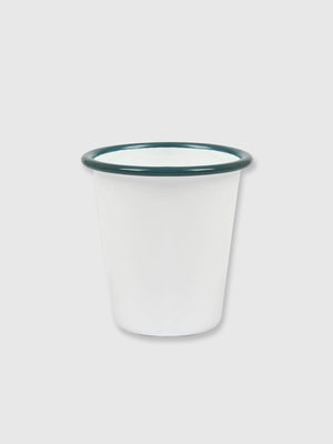 White and Green Enamel Beaker / Cup