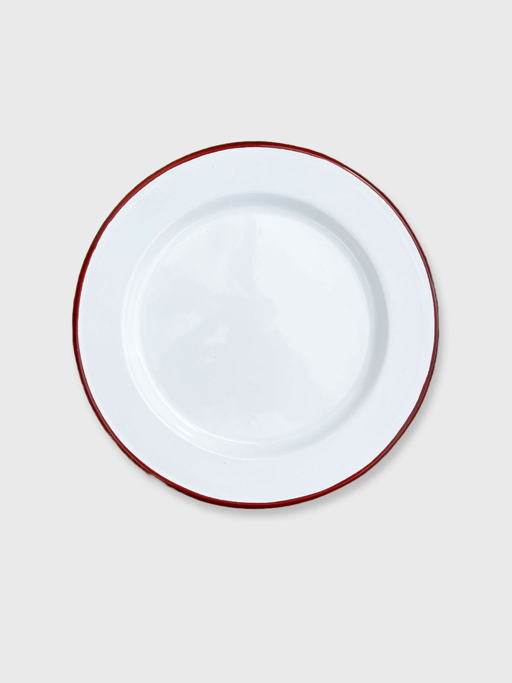 Enamel Plate White / Red Rim - 20cm