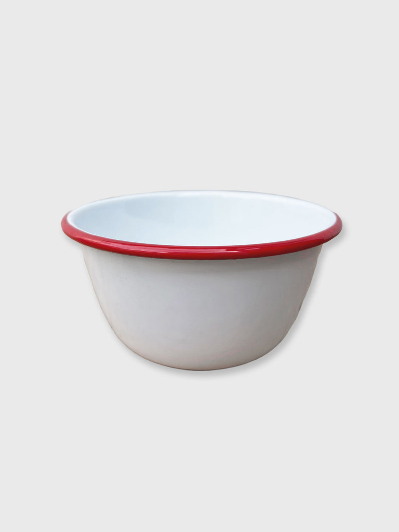 Falcon Enamel Pudding Bowl - White / Red