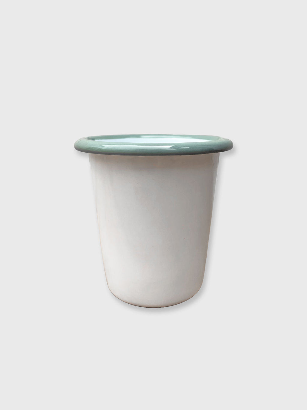 Falcon White and Sage Green Enamel Beaker / Cup