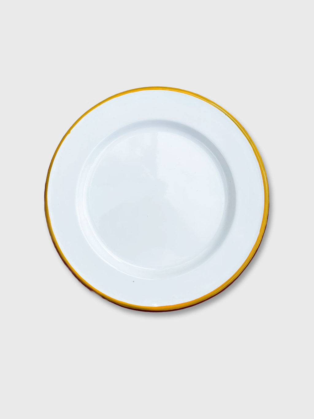 Enamel Plate White / Yellow Rim - 20cm