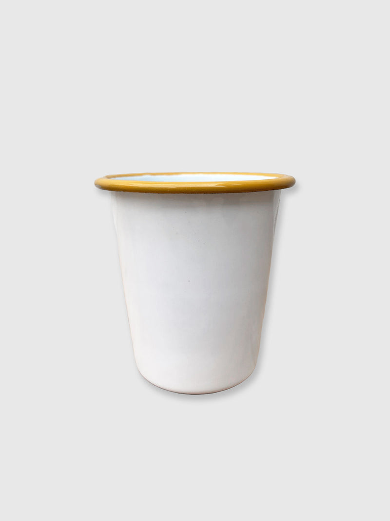 Falcon White & Yellow Enamel Beaker / Cup