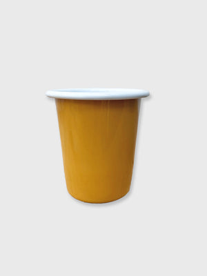 Falcon Yellow and White Enamel Beaker / Cup