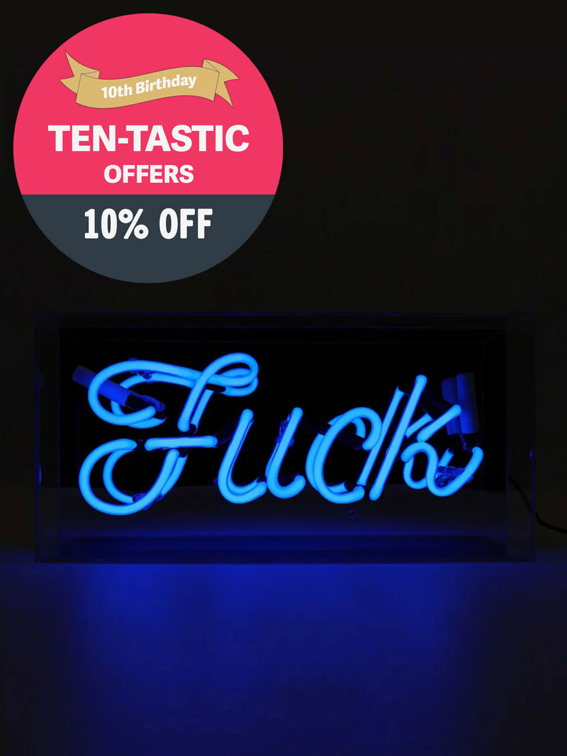 'Fuck' Glass Neon Light Box - Blue