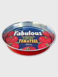 Round Metal Serving Tray - Retro Tin Tomatoes