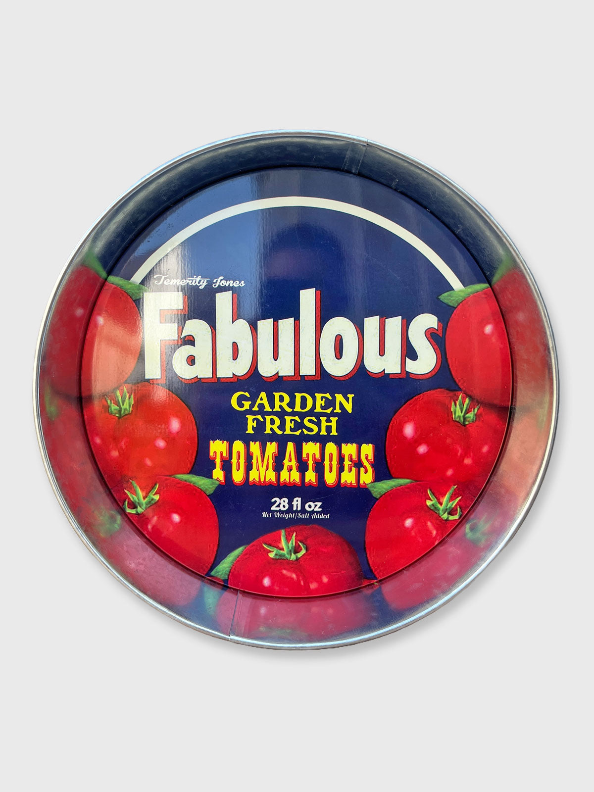 Round Metal Serving Tray - Retro Tin Tomatoes