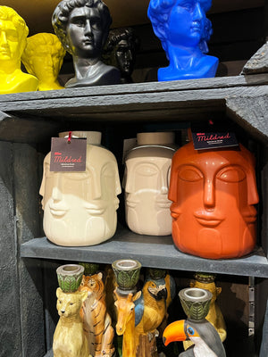 Monsieur Faces Ceramic Vase - Cream