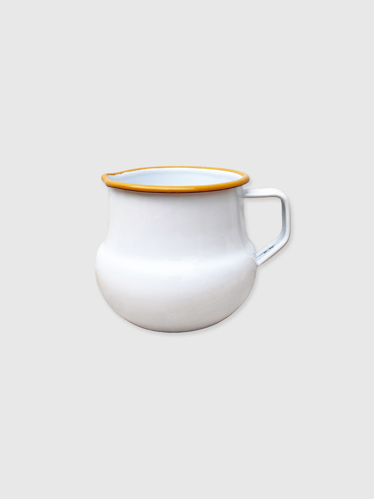 Falcon White Enamel Sauce Jug - Yellow Rim
