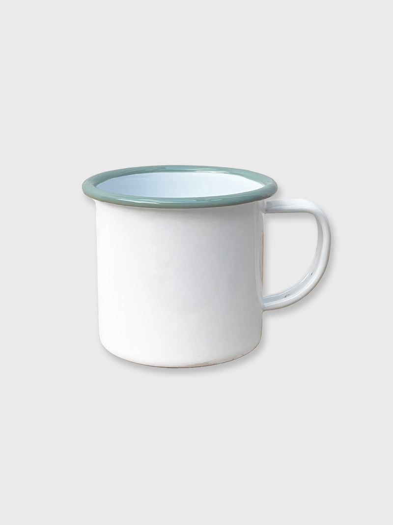 Falcon Enamel Mug White / Sage Green - 8cm