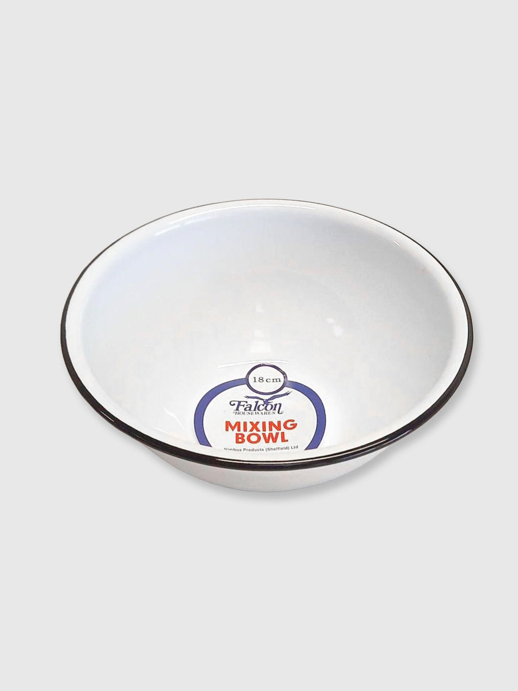 Falcon Enamel Medium Mixing Bowl 18cm - White with Black Rim