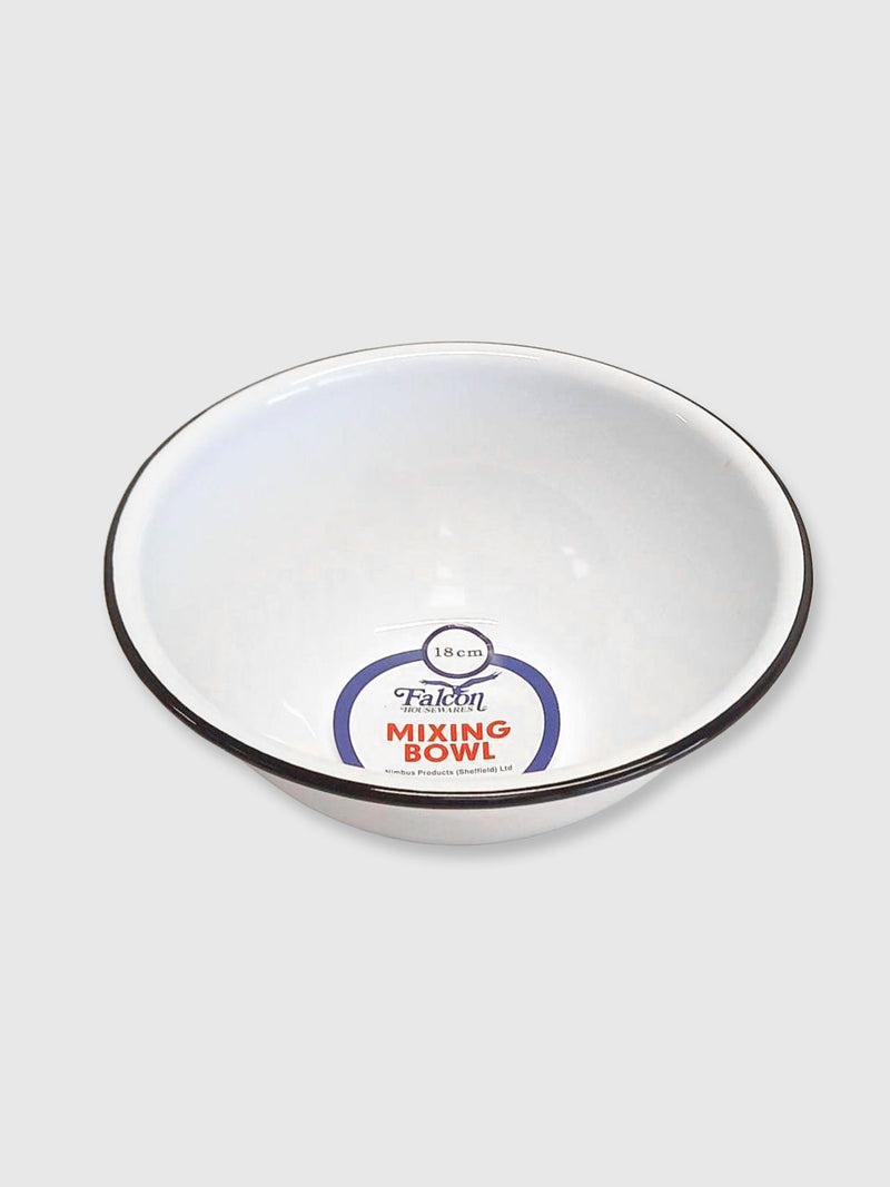 Falcon Enamel Medium Mixing Bowl 18cm - White with Black Rim
