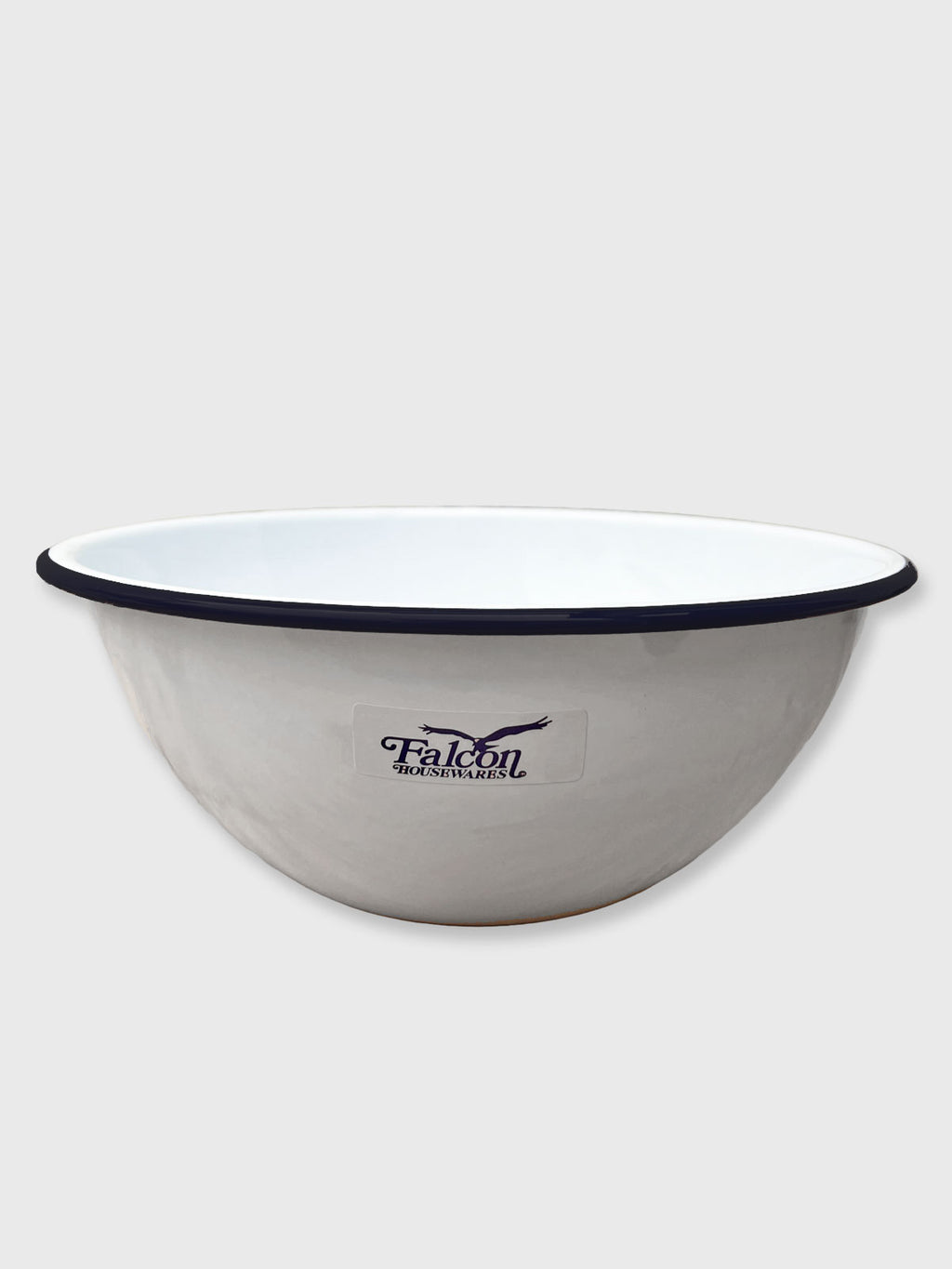 Falcon Enamel Large Mixing Bowl 24cm - White with Black Rim